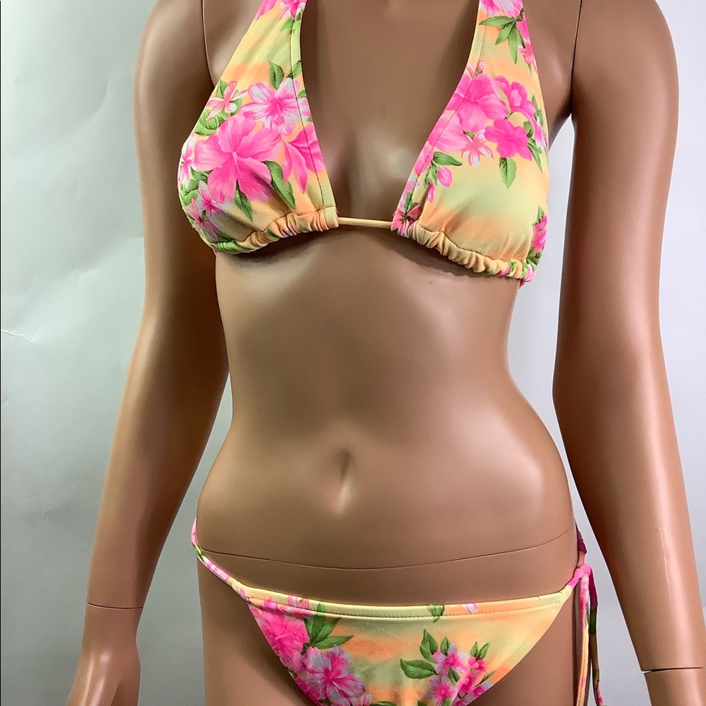 Yellow and pink 2 piece bathing suit small size. Part of sale 2 for 25 bundle